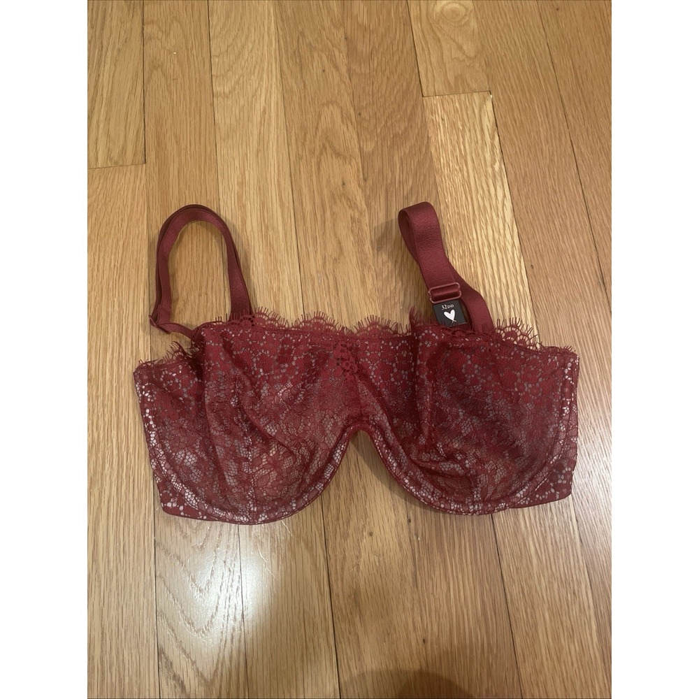 Victoria's Secret Lace Unlined Balconet Bra 32DD Burgundy
